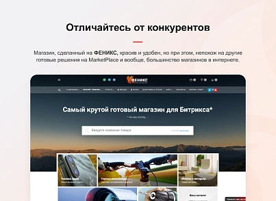 PHOENIX is an unlimited online store builder with the ability to create custom landing pages (concept.phoenix) - solution for Bitrix