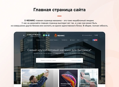 PHOENIX is an unlimited online store builder with the ability to create custom landing pages (concept.phoenix) - solution for Bitrix